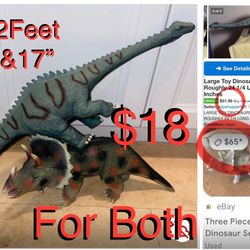 $18 Large Dinosaurs 🦕 2 feet and 17” Soft Rubber Toys R us both included in price,Larger like new