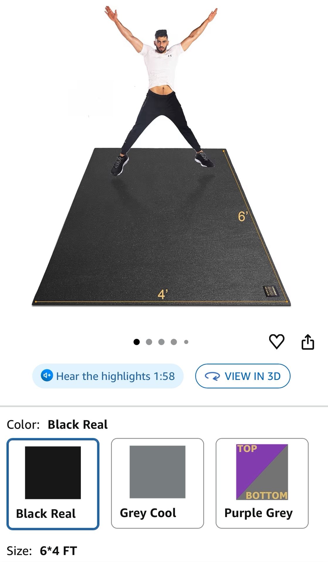 Yoga Mat 6x4 Ft New $50