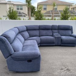 Sofa/Couch Sectional - Recliners - Chenille - Blue - Delivery Available 🚛