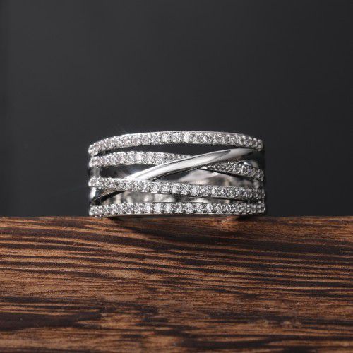 "Multi Layer Stackable CZ Shiny Silver Plated Fashion Rings for Women, L093
 
 