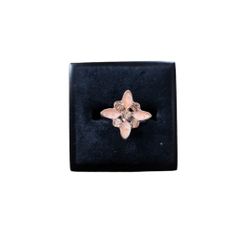 Size 4 Rose Gold Toned Bling Pink Enamel Adjustable Midi Ring