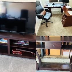 Revolving chair, Office Desk, Entry Way Table, 50” TV, TV Stand all In $500
