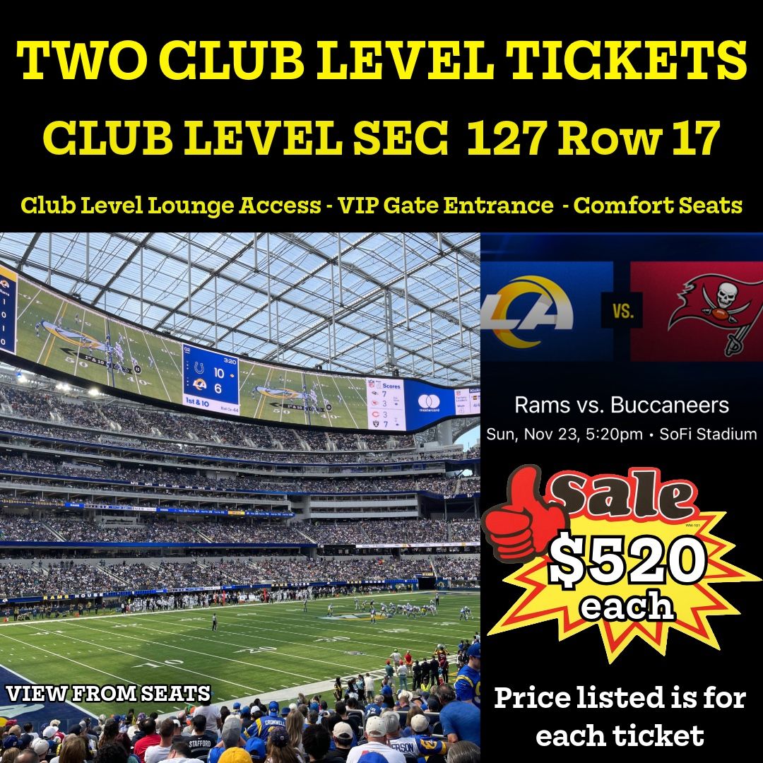 Rams vs Bucs - CLUB LEVEL SEATS 