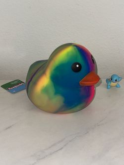 New Squeezy Duck Stress Toy Green Yellow Tie Dye Sunny Days
