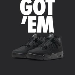 Black Cats Jordans 4’s Size 11