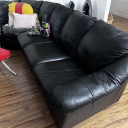 IKEA Leather Sofa In Dark Green, Excellent Condition 