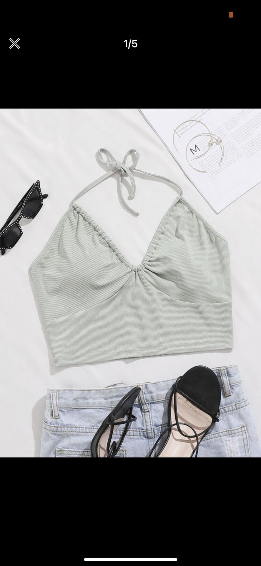 Sage Green Halter Crop Top