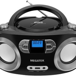 Portable Bluetooth CD Player Boombox with FM Radio & USB – Black