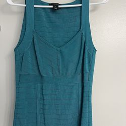 White House Black Market Ladies Small Rayon Knit Tank Turquoise