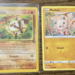 ORIGINAL 1995 2 MANKEY Pokemon Set Ultra Rare Trading Cards Fighters Type Z Y Z 