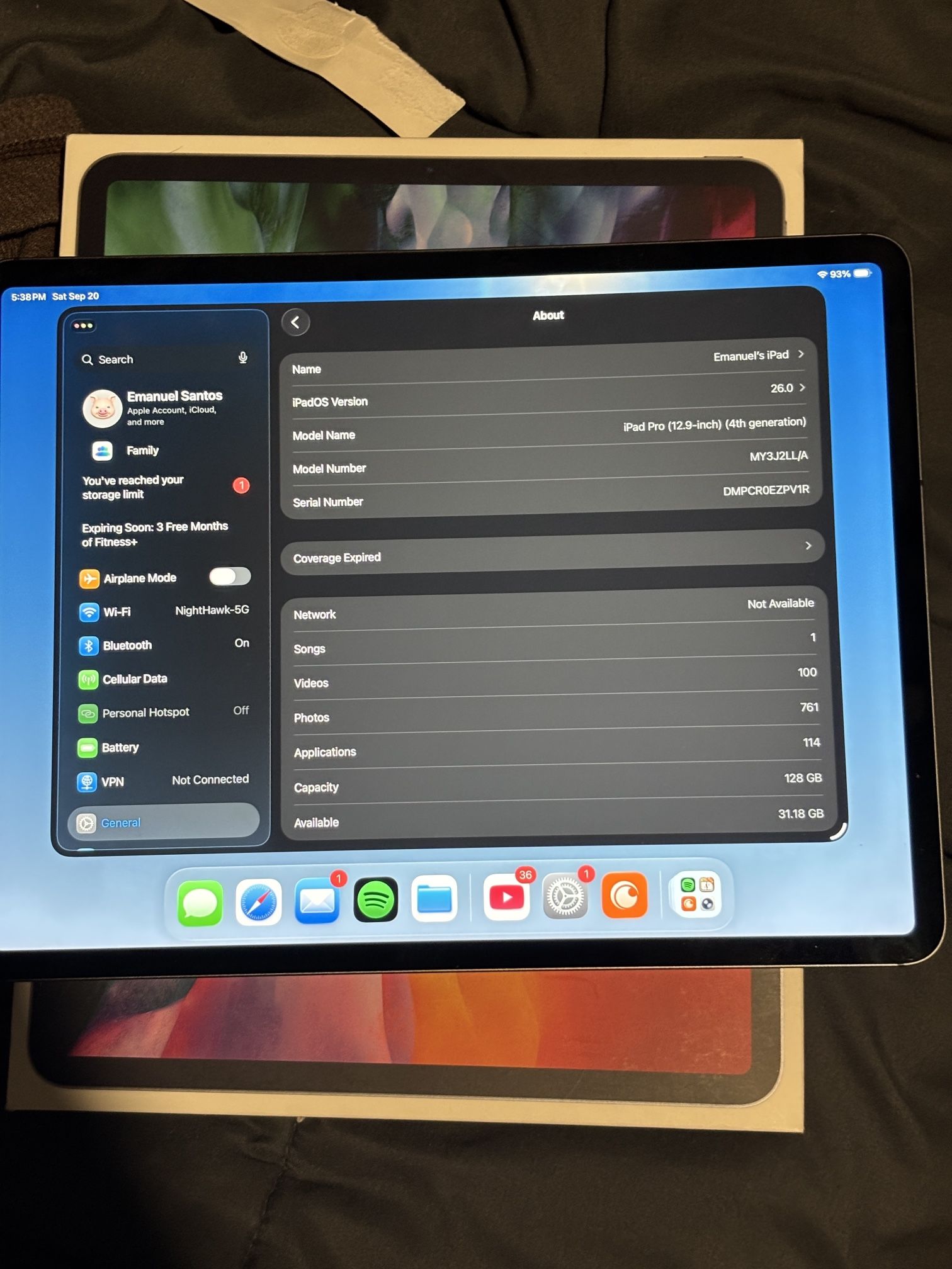 iPad Pro 12.9-inch (4th Generation) Wi-Fi + Cellular