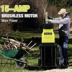 NEW - Wood Chipper Shredder, 15-Amp 1.8" Cutting Diameter Electric Wood Chipper with 50L Collection