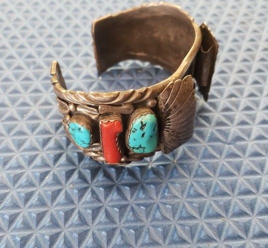 Designer Jason B Navajo silver and turquoise mens or women's watch bracelet