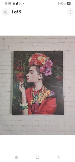 Mexican Folk Art FRIDA KAHLO - Dia De Los Muertos - Day Of The Dead 21.5"x 27.5", see 2nd pic