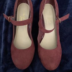 Burgundy Wedges Size 7 Womens