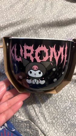 Sanrio kuromi ceramic bowl with chopsticks new