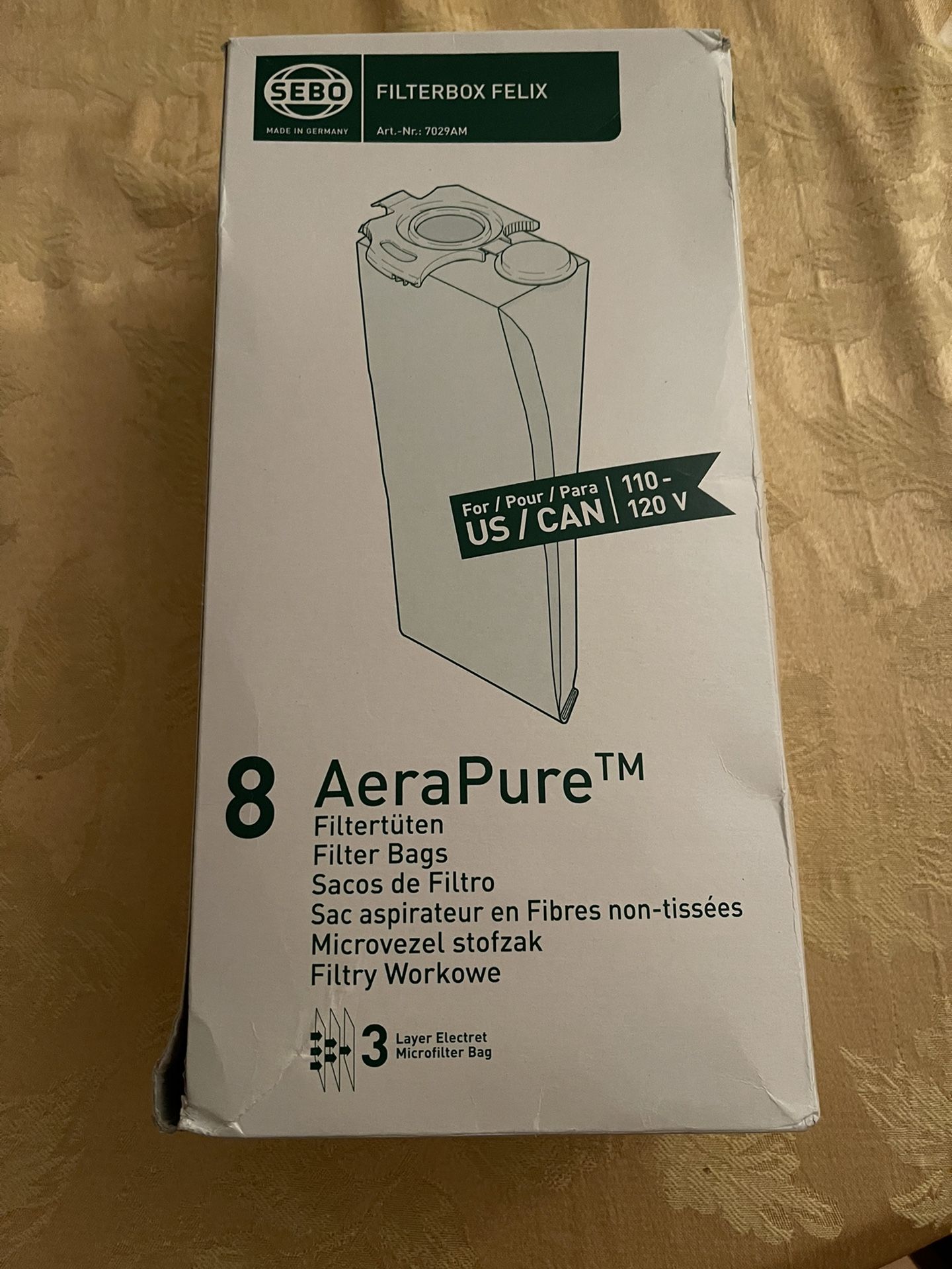 8 Sebo Aera pure Vacuum Filter Bags New In Box OEM German Made!