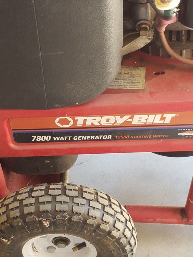 Tory built 7800 watt generator Electric start runs good needs some work$ 200.00.OBO
