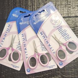 All Together 3 Pack New Westcott Titanium Scissors, 3", Fine Cut,
for Sewing, Violet, 