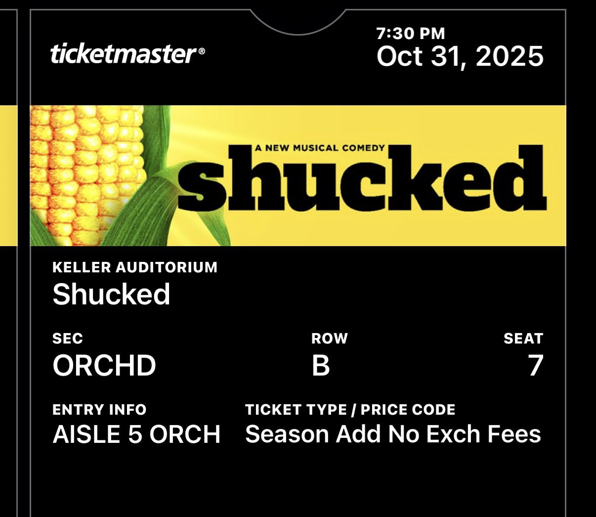 SHUCKED the Musical Ticket For Sale