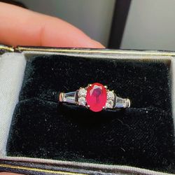 Awesome 😎 !! Pink And White Sapphire Ring Set In Solid 10k White Gold !