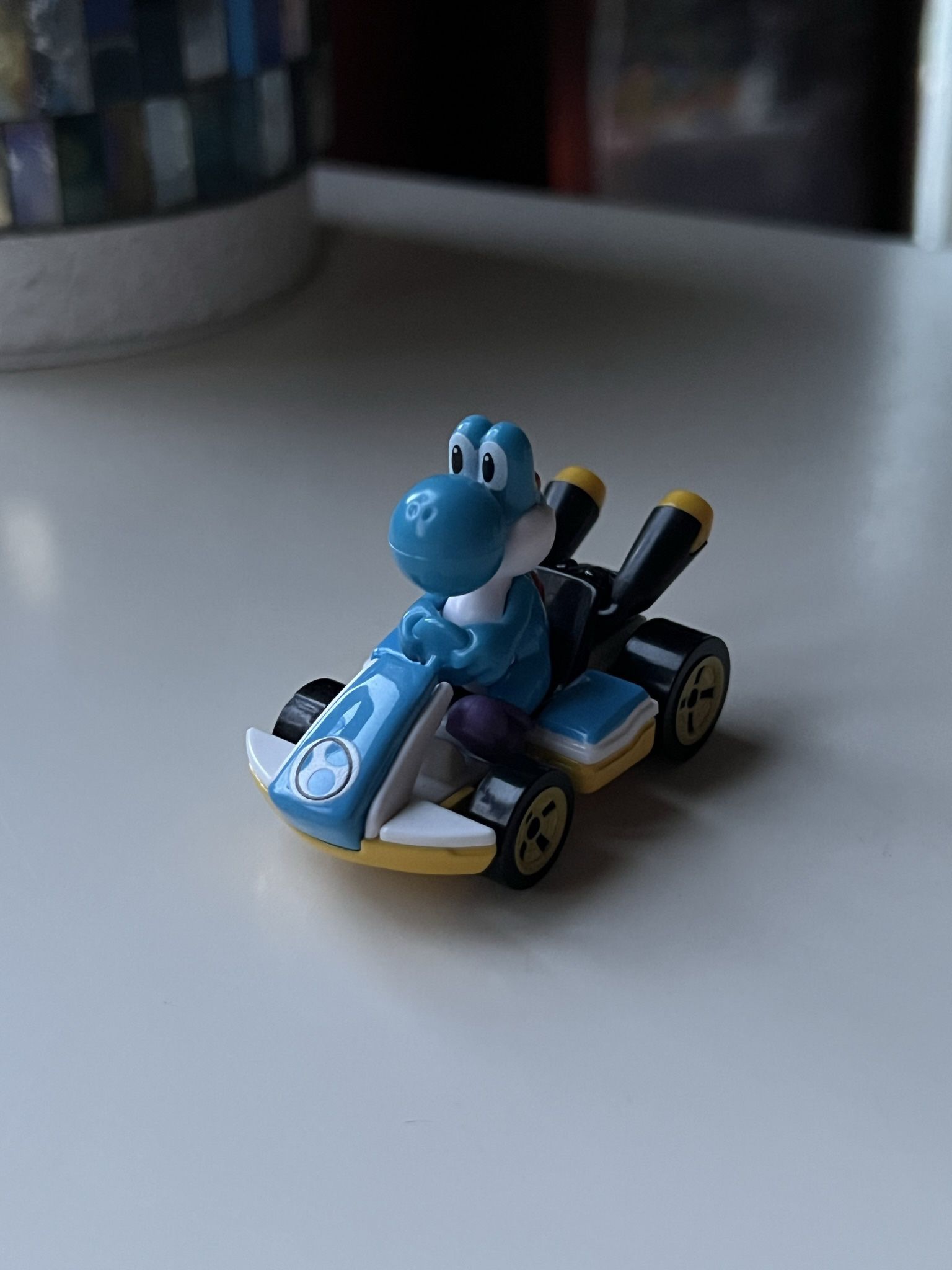 Light-Blue Yoshi in Standard Kart Mario Kart Hot Wheels Diecast Car Loose