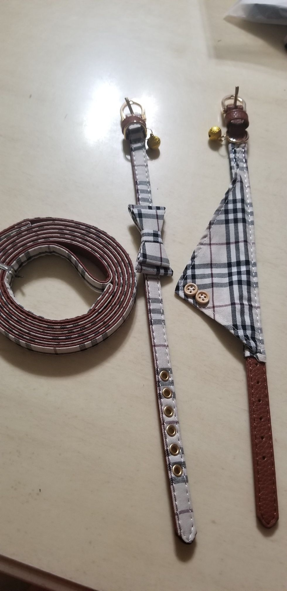 Set of collar and leash for dogs or cats