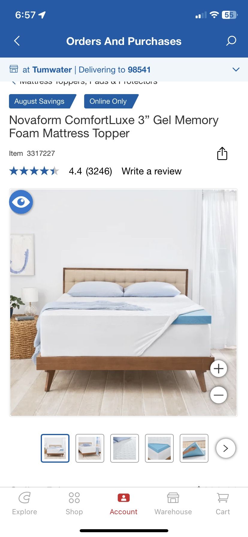 Novaform King Memory Foam Mattress Topper