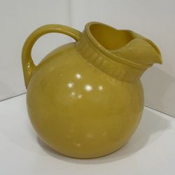 Vintage Fire King AH Rainbow Yellow Tilt Ball Pitcher w/ Ice Lip 6’’