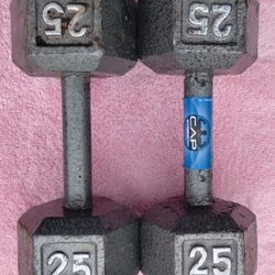 (YES STILL AVAILABLE) Pair Of 25 Lb Cast Iron Dumbbells 