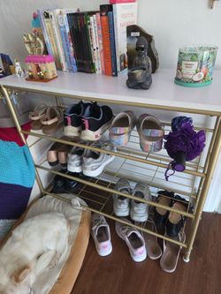 Shoes Rack Gold and White