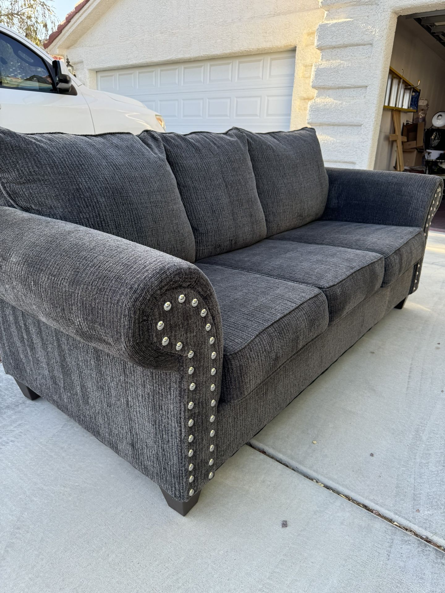 Gray Studded Couch