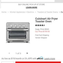 Cuisinart Air Fryer And Toaster Oven Brand New