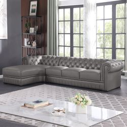 89’dark Grey Cow Top Leather Sofa