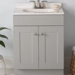 24in Light Gray Bathroom Vanity with Top