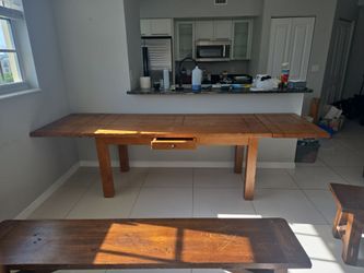 French Country dining table made of White Oak