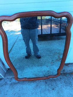 French Provincial Wood Framed Wall Mirror