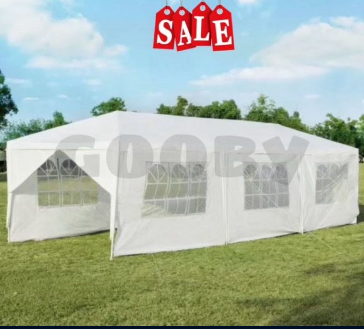 10'x 30' White Gazebo Wedding Party Tent Canopy With 6 Windows & 2 Sidewalls 8