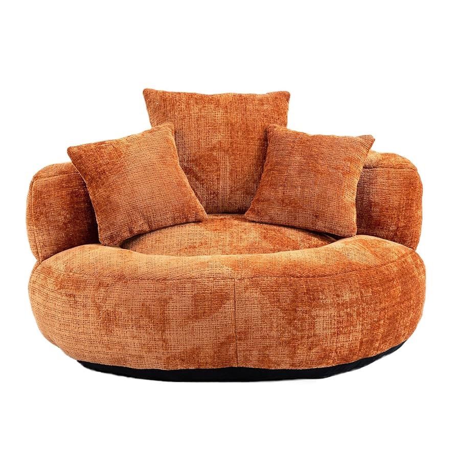 Creative Bean Bag Sofa Chair, High Back Bean Bag Chair with Three Pillows, Soft Reading Chair, Suitable for Bedroom, Living Room, Office (Orange)