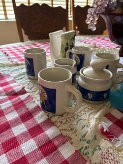 Ceramic Mug Set with Creamer and Sugar Bowl