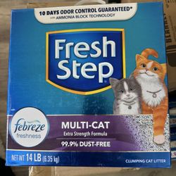 3 Boxes X 14 Pounds Brand New Fresh Step Clumping Cat Litter, Multi-Cat, Long Lasting Odor Control Kitty Litter with Activated Charcoal, Low Dust Form