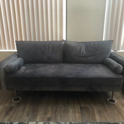 Grey Velvet Arm Sleeper Sofa 