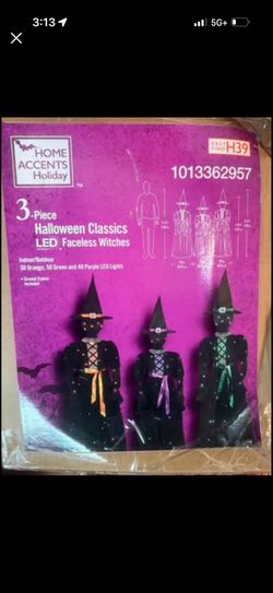 **NEW**Halloween Home Accents Holiday 3-Piece LED Faceless Witches