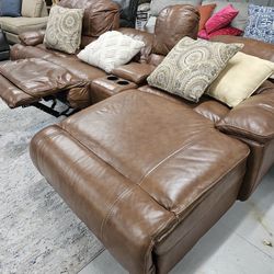 4PC Reclining Leather Sectional Couch For Sale With 🚚 SAME DAY DELIVERY 🚚  