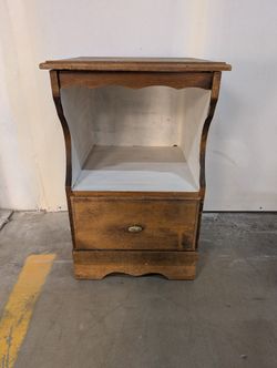 Rustic Wooden Nightstand with Drawer and Open Shelf
