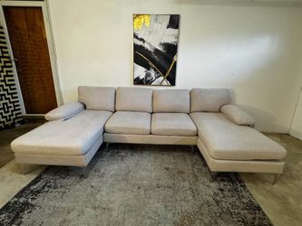 Beige 4-Seater U-Shape Sectional Sofa