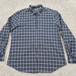 Burberry Brit Shirt Men XL Blue Plaid Button Front Long Sleeve Casual READ 
