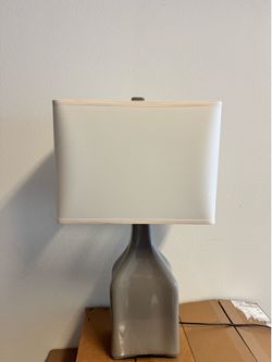 Grey Ceramic Table Lamp with White Shade