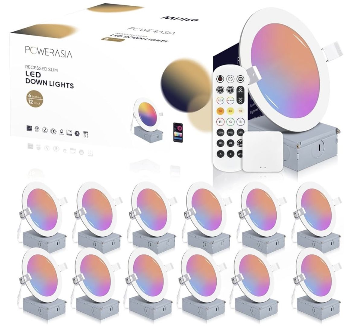 12 Pack Smart Recessed Lighting 6 Inch