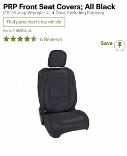PRP Front Seat Covers; All Black (18-26 Jeep Wrangler JL 4-Door)